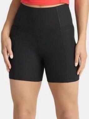 Avia Black Soot High Waist Super Soft Sculpt Dual Side Pocket Bike Short
